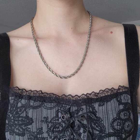Vintage 90s silver rope chain necklace ✦ 21 inch ✦ nicely made & non-tarnishing - Picture 2 of 10